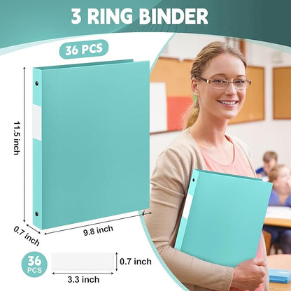 Henoyso 36 Pcs 3 Ring Binder 0.5 Inch Round Fits Letter Size 8.5'' x 11'' Paper - Image 2