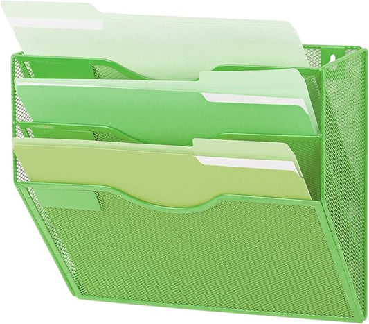 EASEPRES 3 Pocket Mesh Hanging Wall File Organizer, Wall Mounted Mail Paper by EASEPRES
