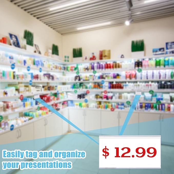 Qunclay 100 Pcs Shelf Label Holder Glass Wood 1.25 x 3 Inches Clear Plastic - Image 6