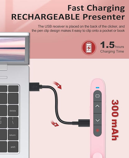 Presentation Clicker Rechargeable Pink Wireless Presentation Remote Presenter - Image 2