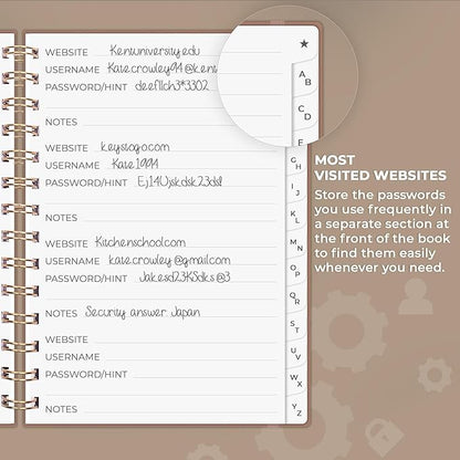 Clever Fox Password Book Spiral – Internet Address & Password Organizer - Image 4
