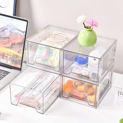 Stebopum 4 Pack Stackable Makeup Organizer, 4.4'' Tall Acrylic Bathroom Makeup - Image 6