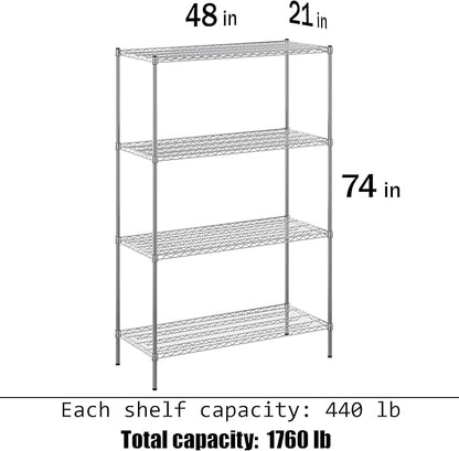 Regal Altair 21" Deep x 48" Wide x 74" Height Wire Shelving Kit | 4-Tier | NSF - Image 3