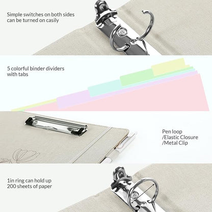 SKYDUE Clipboard Binder with Dividers, 1 Inch 3 Ring Binder with Clipboard on - Image 6
