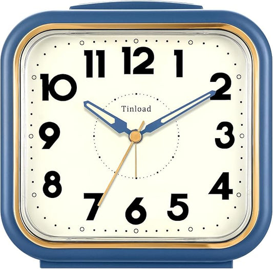 Tinload 5.5" Large Analog Alarm Clock • Silent Non Ticking • Gentle Wake • Beep by Tinload