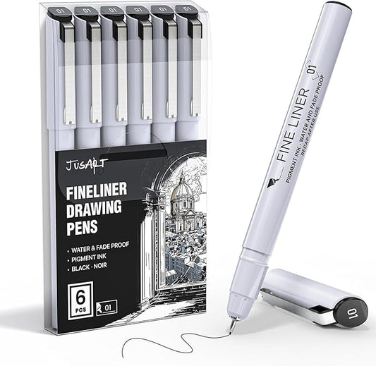 JusArt Fineliner Pens, 0.25mm Ultra Fine Point Pens 01, No Bleed, Waterproof by JusArt%7CCreativeArtSupplies