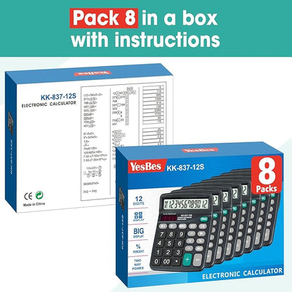 8 Pack Calculator Bulk, 12 Digits Calculators Desktop - Image 7