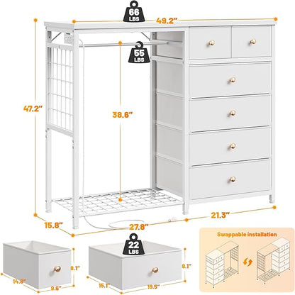 EnHomee 49.2" W White Dresser for Bedroom - Image 2