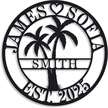 Personalized Metal Palm Tree Sign, Custom Signs Outdoor Palm Tree, Personalized by ENFODREAM