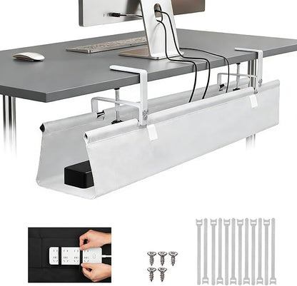 Oxford Cloth Under Desk Cable Management Tray, No-Drill 36" Desk Cable by Atrastout