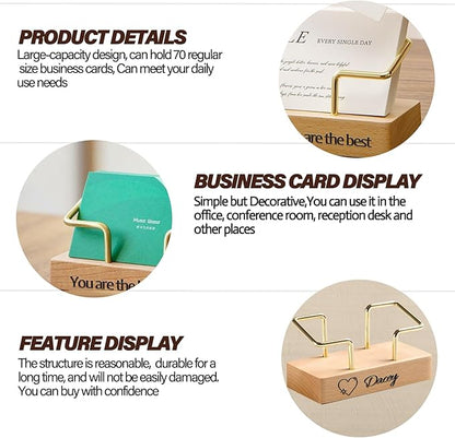 HJX Custom Business Card Holder Desk-Personalized Engraved Wooden Business Card - Image 4