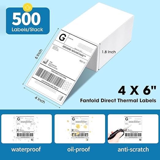 4"×6" Direct Thermal Shipping Label, Fanfold Thermal Label 1000 Packs Permanent - Image 2