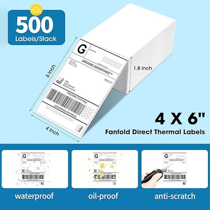 4"×6" Direct Thermal Shipping Label, Fanfold Thermal Label 1000 Packs Permanent - Image 2