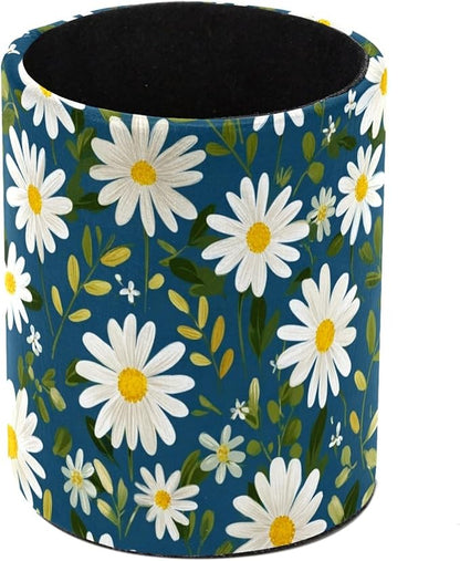 Leather Pen Holder for Desk Small Daisies Leaf Pencil Cup Desktop Organizer by Unknown