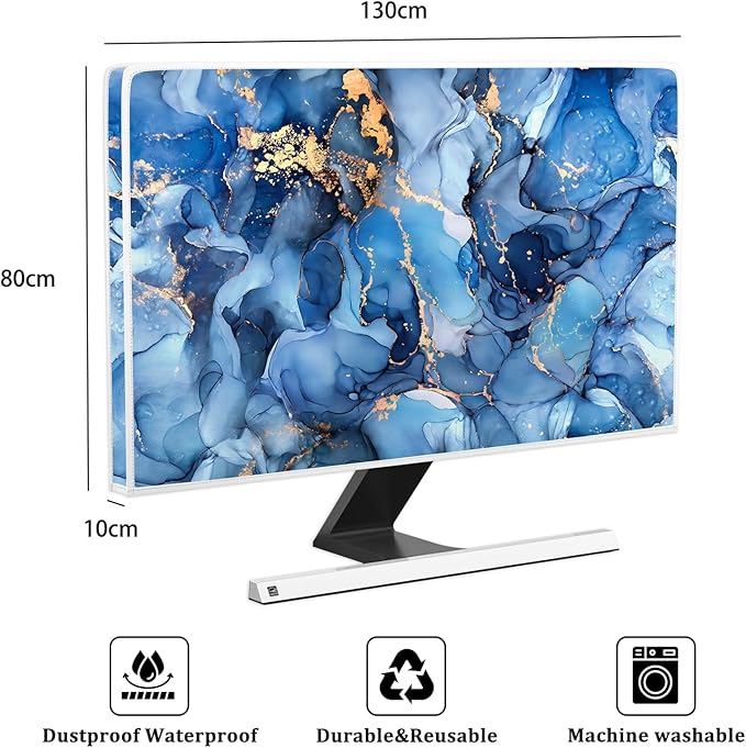 Baocicco Navy Blue Gold Marble Waterproof TV Dust Cover 55 Inch Creative - Image 2