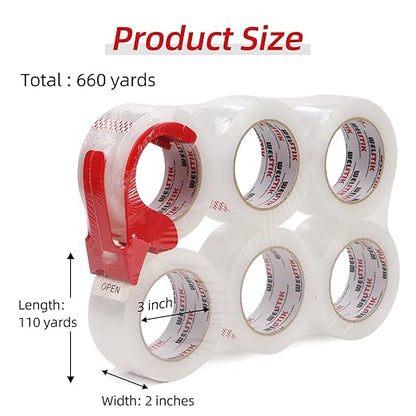 WELSTIK Packing Tape 660 Yards, 6 Pack 2 inch x 110 Yards Heavy Duty Clear - Image 2