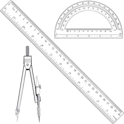 3 Pcs Plastic 12 Inch Ruler, Durable Transparent Drawing Measuring Rulers by Unknown