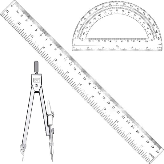 3 Pcs Plastic 12 Inch Ruler, Durable Transparent Drawing Measuring Rulers by Unknown