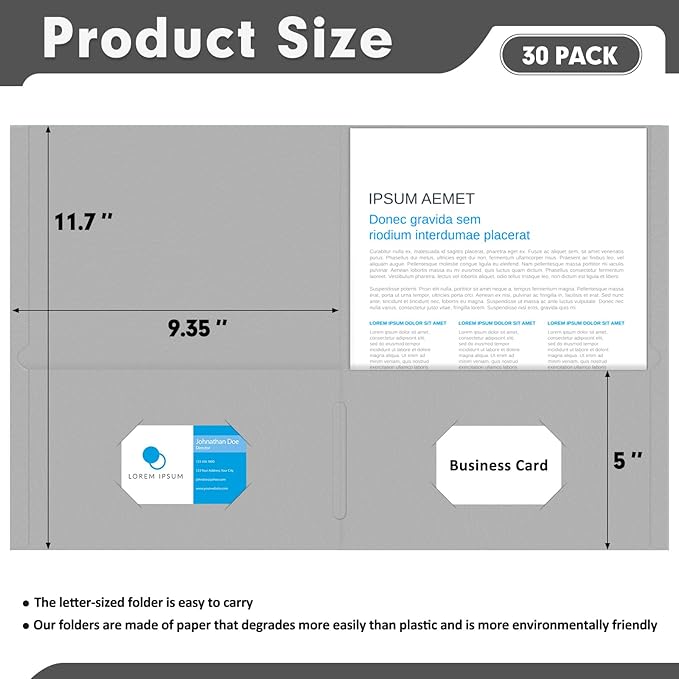 Two Pocket Folders, PANDRI 30 Pack 2 Pocket Folders, Letter Size Paper File - Image 2