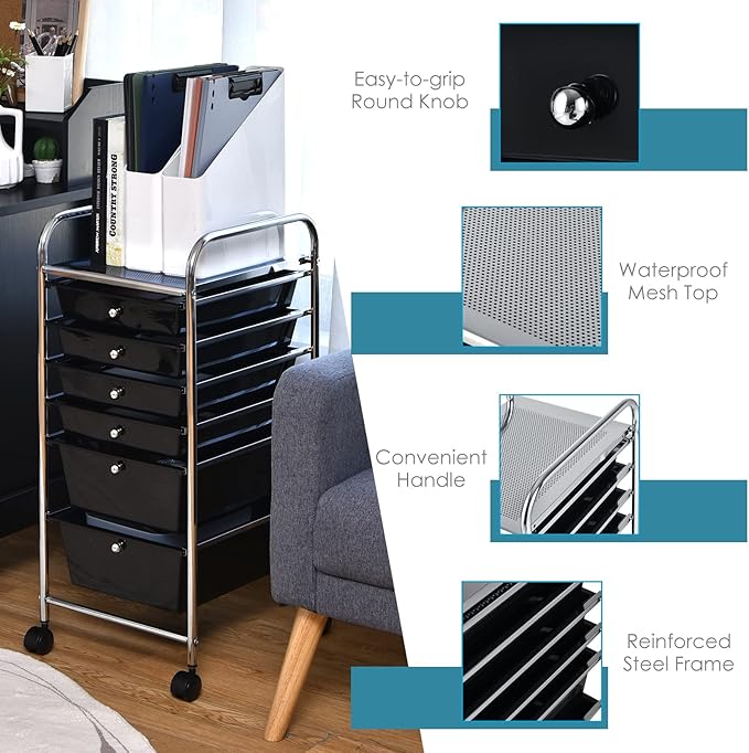 RELAX4LIFE 6-Drawer Rolling Storage Cart - Image 6