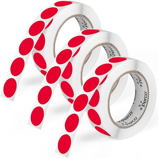 Perco Red 1-Inch Round Circle Dot Sticker Labels by Perco