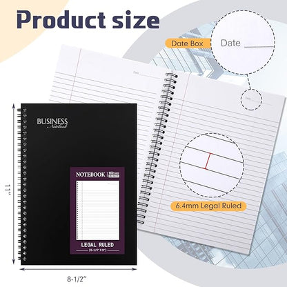 Resurhang 8 Pack Wirebound Business Notebook Legal Ruled Spiral Notebook 8-1/2" - Image 2
