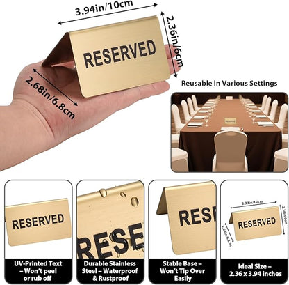 Stainless Steel Reserved Table Sign, 2.36 x 3.94 Inch Tent-Style Signs - Image 2