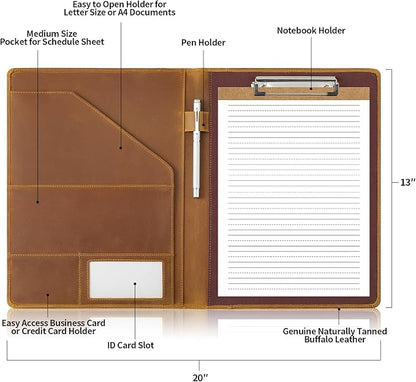 Jack&Chris Leather Portfolio, A4 Document Folder Legal Pad Padfolio, - Image 3