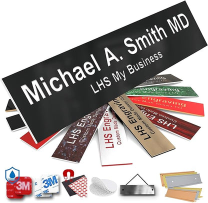 Engraved Custom Door Plate Black Plastic Office Door Sign by LHS+My+Business