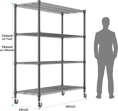 Homdox 60”W Storage Shelves, 4 Tier Heavy Duty Wire Shelving Unit - Image 3
