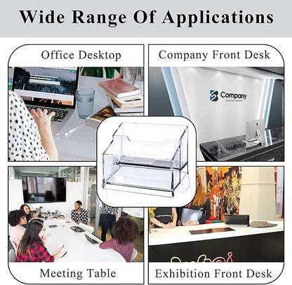 Meschett 3 Pack Clear Acrylic Business Card Holder, 2 Tier Premium Acrylic - Image 6