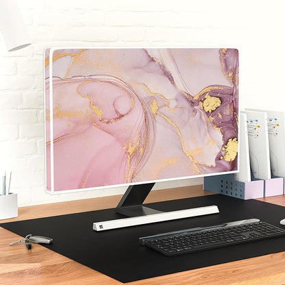 Baocicco Pink Gold Marble Computer Monitor Dust Cover 22, 25 Inch Decorative - Image 4