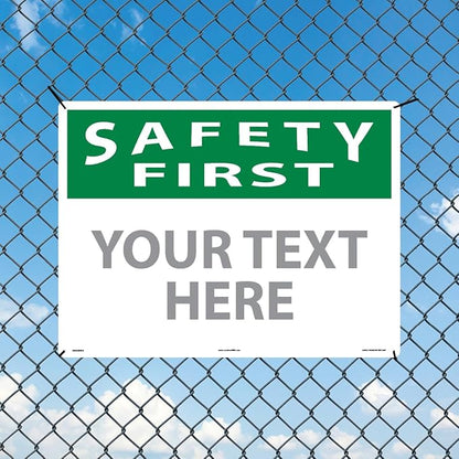 Custom OSHA Style Safety First Sign 18" x 24" Aluminum Sign, Customizable "Your - Image 3