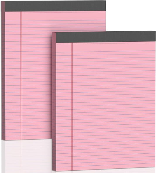 2 Pack Legal Pads 8.5 X11, College Ruled Notebook, 100 Sheets Pink Note Pad by Glyanlee