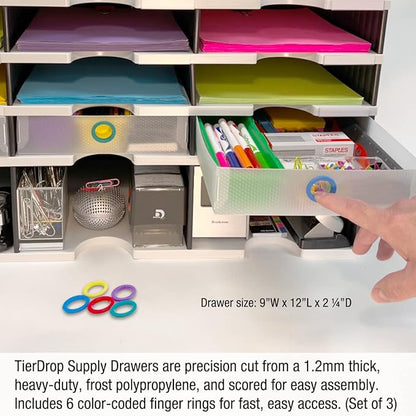 Desktop Organizer 12 Letter Tray Sorter Plus Riser Storage Base & 3 Supply - Image 6