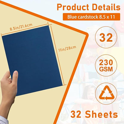 Guakicae 32 Sheets Navy Blue Cardstock 8.5 x 11 Craft Paper, 80lb Heavyweight - Image 2