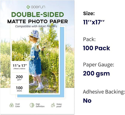 11x17 Double Sided Photo Paper Matte, Goefun 200GSM/54LB Presentation Paper - Image 2