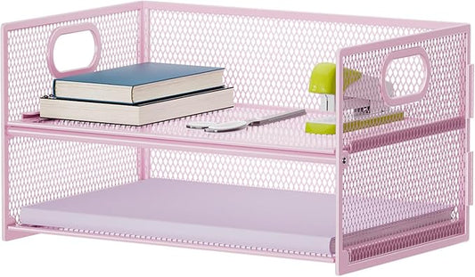 Marbrasse 2 Tier Paper Organizer Letter Tray, Mesh File Organizer by Marbrasse
