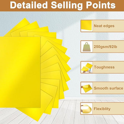 Silunkia 28 Sheets Shimmer Yellow Cardstock 8.5 x 11 Craft Paper, 250gsm/92lb - Image 3