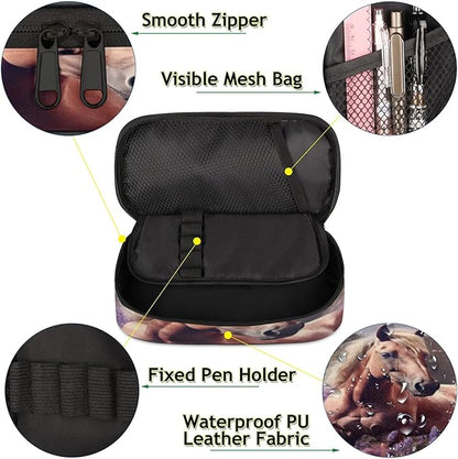 Pardick Pencil Case，Horse Lavender Big Capacity Pencil Pouch Coin Pouch - Image 5