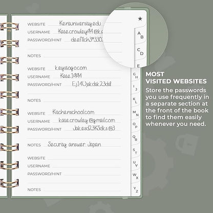 Clever Fox Password Book Spiral – Mini Internet Address & Password Organizer - Image 4
