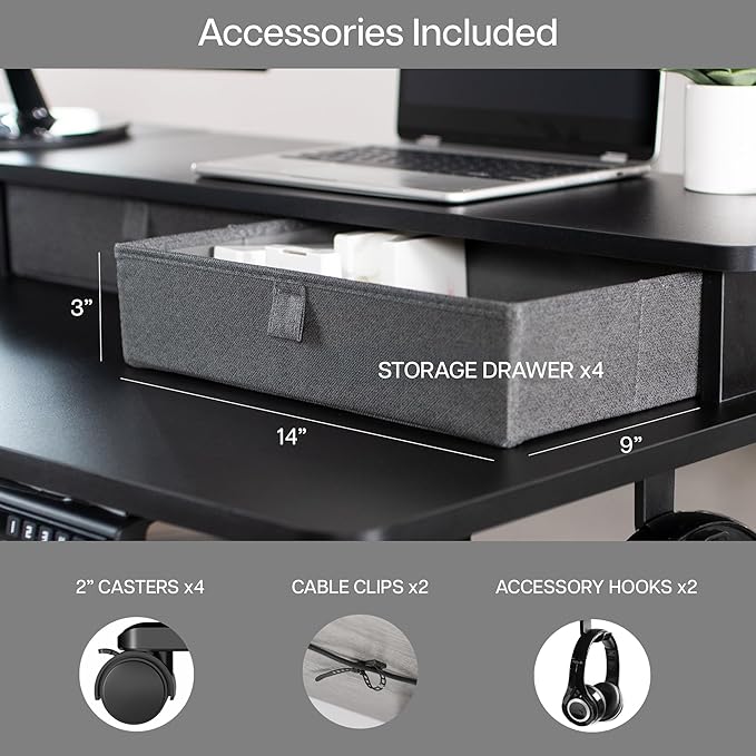 VIVO Electric Mobile Corner 75 x 63 inch 2 Tier Stand Up L-Shaped Desk - Image 8