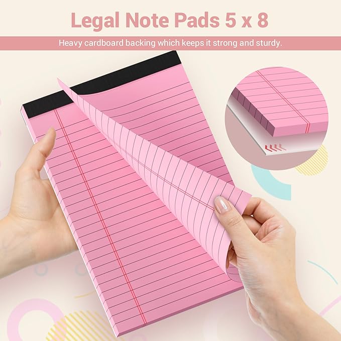 Legal Pads 5x8 Inch, 6 Pack, Narrow Ruled, 5x8 Colored Legal Pad, Mini - Image 5