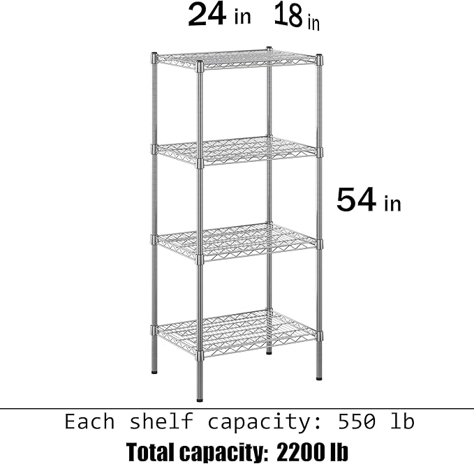 Regal Altair 18" Deep x 24" Wide x 54" Height Wire Shelving Kit | 4-Tier | NSF - Image 3