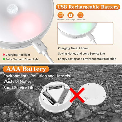 Warm Color LED Closet Lights Motion Sensor Step Light, USB Rechargeable Battery - Image 4