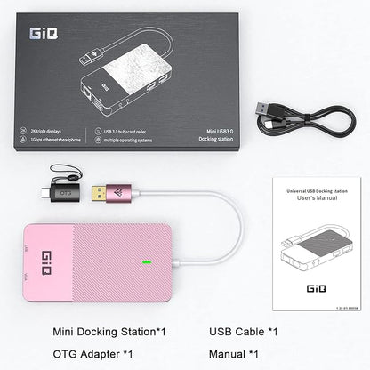 USB Docking Station GIQ USB C HUB USB 3.0 to Dual HDMI VGA Adapter Triple - Image 7