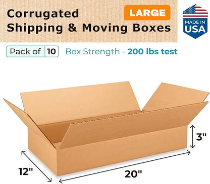 Large Shipping & Moving Boxes 20x12x3 inches - Image 2