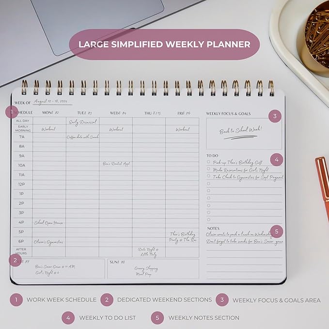 Merely Home Undated Weekly Schedule | Business Planner | 8.25” x 11.75” ADHD - Image 6