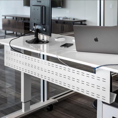 Stand Up Desk Store Under Desk Cable Management Tray Black Horizontal Computer - Image 2