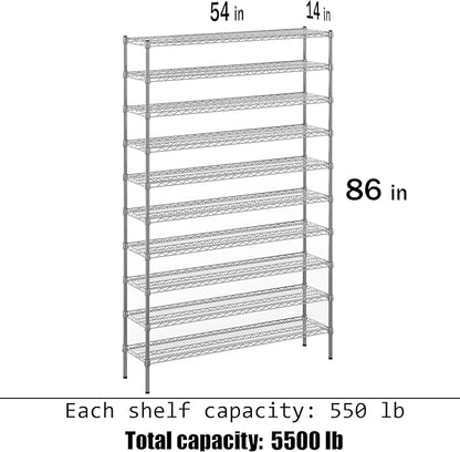Regal Altair 14" Deep x 54" Wide x 86" Height x Wire Shelving Kit | 10-Tier | - Image 3
